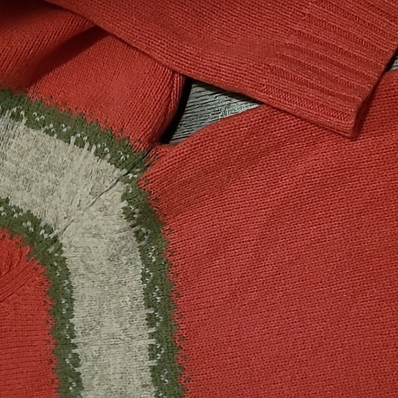 WoolRich Lambs Wool Winter Coral Heather Fair Isle 1/4 Zip Wmns 2XL Sweater Warm - Picture 7 of 16